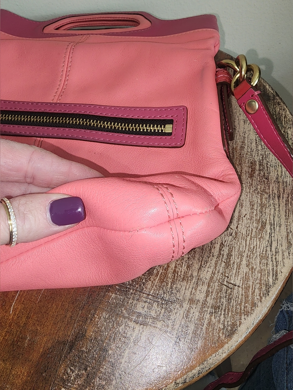 Vintage Coach Y2K Bonnie Cashin Pink Colorblock Leather Crossbody Foldover 13388 - Picture 8 of 17